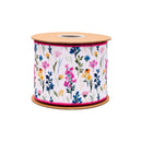 4" Wired Dupioni Ribbon | Small Floral w/ Pink Backing | 10 Yard Roll