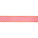 2 1/2" Wired Dupioni Ribbon| Pink/Orange/White Geometric w/ Orange Backing | 10 Yard Roll