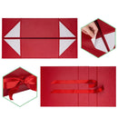 8" x 8" x 4" Collapsable Gift Box w/ Satin Ribbon & Magnetic Square Flap Lid | Red