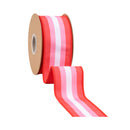 2 1/2" Wired Dupioni Ribbon | Red and Pink Stripe w/ Red Backing | 10 Yard Roll