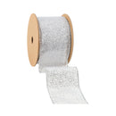 2 1/2" Wired Ribbon | Silver Square Loop | 10 Yard Roll