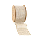 2 1/2" Wired Ribbon | Light Brown Plaid | 10 Yard Roll