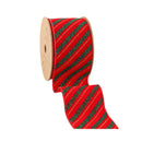 2 1/2" Wired Ribbon | Green Stripe on Red | 10 Yard Roll