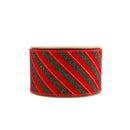 2 1/2" Wired Ribbon | Green Stripe on Red | 10 Yard Roll