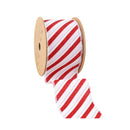 2 1/2" Wired Ribbon | Red/White Stripe | 10 Yard Roll
