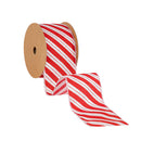 2 1/2" Wired Ribbon | Red/White Stripe | 10 Yard Roll