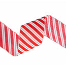 2 1/2" Wired Ribbon | Red/White Stripe | 10 Yard Roll