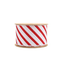 2 1/2" Wired Ribbon | Red/White Stripe | 10 Yard Roll