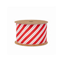 2 1/2" Wired Ribbon | Red/White Stripe | 10 Yard Roll
