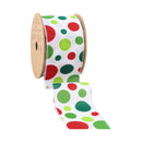 2 1/2" Wired Ribbon | Irregular Dots on White | 10 Yard Roll
