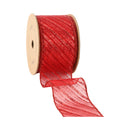 2 1/2" Wired Ribbon | Red Stripe on Red Sheer | 10 Yard Roll