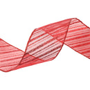 2 1/2" Wired Ribbon | Red Stripe on Red Sheer | 10 Yard Roll