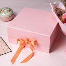 8" x 8" x 4" Collapsable Gift Box w/ Satin Ribbon & Magnetic Square Flap Lid | Pink