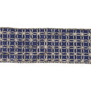 2 1/2" Wired Ribbon | Gold Circle on Dark Blue | 10 Yard Roll