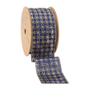 2 1/2" Wired Ribbon | Gold Circle on Dark Blue | 10 Yard Roll