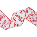 2 1/2" Wired Ribbon | Candy Cane on White | 10 Yard Roll