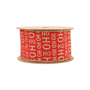 2 1/2" Wired Ribbon | Gold Ho Ho Ho on Red | 10 Yard Roll
