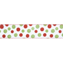 2 1/2" Wired Ribbon | Red/Green Polka Dots w Glitter | 10 Yard Roll