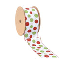 2 1/2" Wired Ribbon | Red/Green Polka Dots w Glitter | 10 Yard Roll