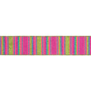 2 1/2" Wired Ribbon | Multi Colored Stripes on Hot Pink | 10 Yard Roll