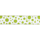 2 1/2" Wired Ribbon | Green Glittered Dots on White | 10 Yard Roll