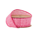 1 1/2" Wired Ribbon | Faux Tweed Pink and White | 10 Yard Roll