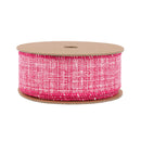 1 1/2" Wired Ribbon | Faux Tweed Pink and White | 10 Yard Roll