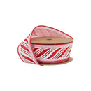 1 1/2" Wired Ribbon | Peppermint Sticks on Pink | 10 Yard Roll