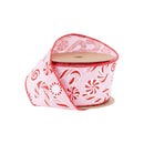 2 1/2" Wired Ribbon | Peppermint Candies on Pink | 10 Yard Roll