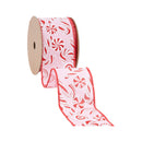 2 1/2" Wired Ribbon | Peppermint Candies on Pink | 10 Yard Roll
