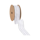 1 1/2" Wired Ribbon | Silver Glittered Pinstripes on White | 10 Yard Roll