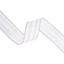 1 1/2" Wired Ribbon | Silver Glittered Pinstripes on White | 10 Yard Roll