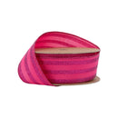 1 1/2" Wired Ribbon | Hot Pink Glittered Pinstripes on Hot Pink | 10 Yard Roll