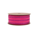 1 1/2" Wired Ribbon | Hot Pink Glittered Pinstripes on Hot Pink | 10 Yard Roll