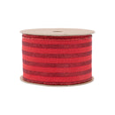 2 1/2" Wired Ribbon | Red Glittered Pinstripes on Red | 10 Yard Roll