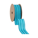 1 1/2" Wired Ribbon | Bright Blue Glittered Pinstripes on Blue | 10 Yard Roll