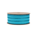 1 1/2" Wired Ribbon | Bright Blue Glittered Pinstripes on Blue | 10 Yard Roll