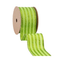 2 1/2" Wired Ribbon | Green Glittered Pinstripes on Light Green | 10 Yard Roll