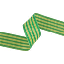 2 1/2" Wired Ribbon | Green Glittered Pinstripes on Dark Green | 10 Yard Roll