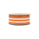 1 1/2" Wired Ribbon | Orange Glittered Pinstripes on White | 10 Yard Roll