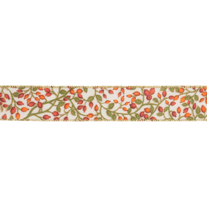 1 1/2" Wired Ribbon | Multi-Colored Berries | 10 Yard Roll | 10 Yard Roll