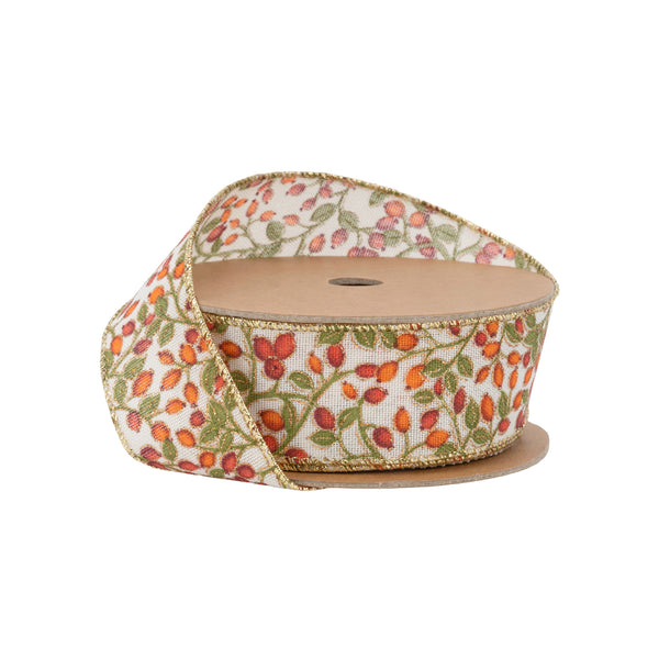 1 1/2" Wired Ribbon | Multi-Colored Berries | 10 Yard Roll | 10 Yard Roll