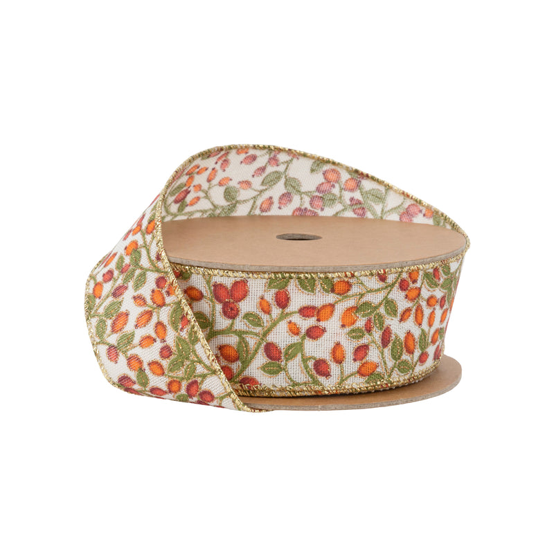 1 1/2" Wired Ribbon | Multi-Colored Berries | 10 Yard Roll | 10 Yard Roll