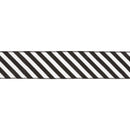 2 1/2" Wired Ribbon | Black Glittered Diagonal Stripes on White | 10 Yard Roll