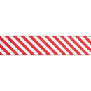 2 1/2" Wired Ribbon | Red Glittered Diagonal Stripes on White | 10 Yard Roll