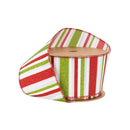 2 1/2" Wired Ribbon | Red, Green, White Horizontal Glittered Stripes on White | 10 Yard Roll