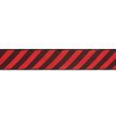 1 1/2" Wired Ribbon | Black Diagonal Glittered Stripes on Red | 10 Yard Roll