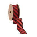 1 1/2" Wired Ribbon | Black Diagonal Glittered Stripes on Red | 10 Yard Roll