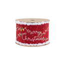 2 1/2" Wired Ribbon | Merry Christmas with Fuzzy Edge | 10 Yard Spool