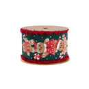 2 1/2" Wired Ribbon | Gingerbread Man/Candy Cane with Fuzzy Edge | 10 Yard Spool